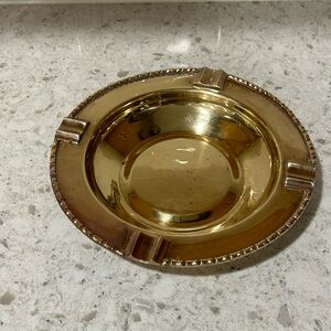 Vintage Brass Ashtray made in India Decorative Trim 8 inch  Round X 1.5 In Deep